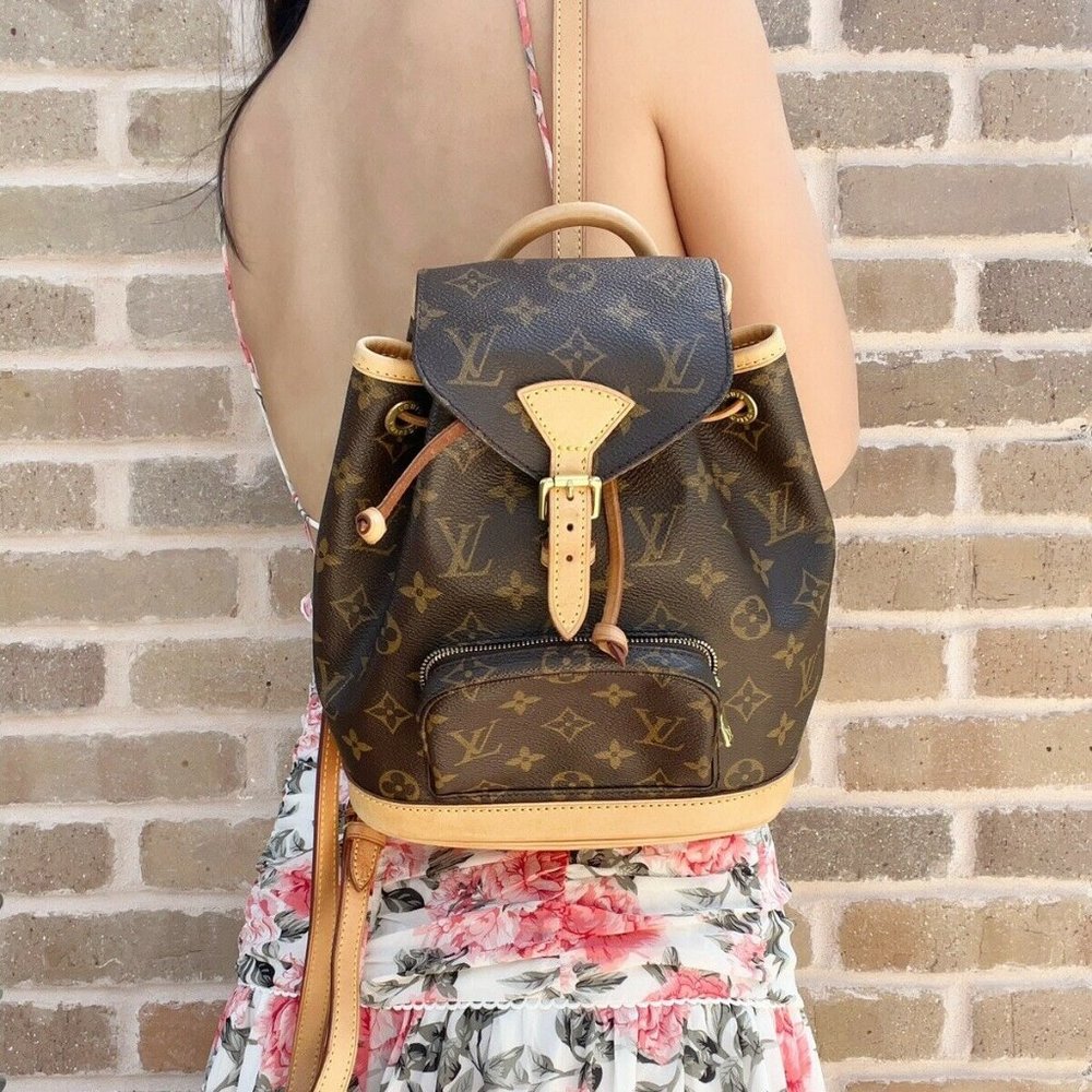 Authentic✅ Louis Vuitton Montsouris PM M51137 Monogram Canvas Backpack Brown